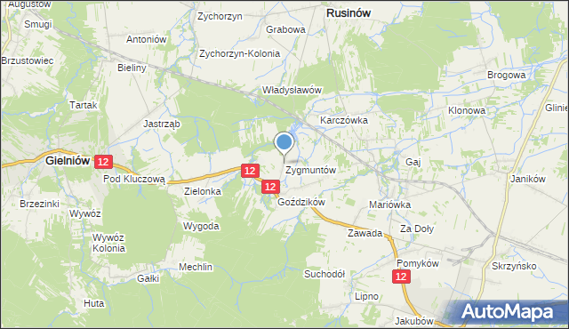 mapa Zygmuntów, Zygmuntów gmina Gielniów na mapie Targeo