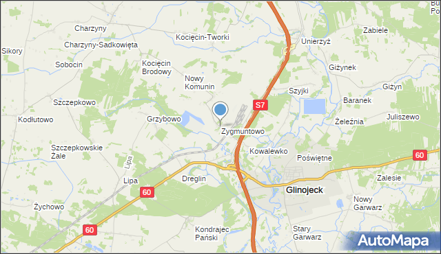 mapa Zygmuntowo, Zygmuntowo gmina Glinojeck na mapie Targeo