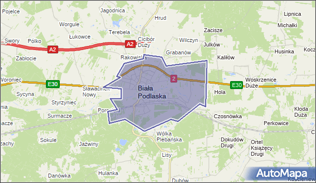 powiat Biała Podlaska - województwo lubelskie na mapie Targeo