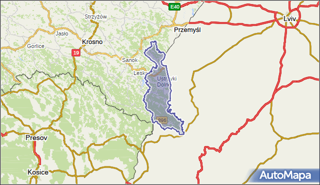 powiat bieszczadzki - województwo podkarpackie na mapie Targeo