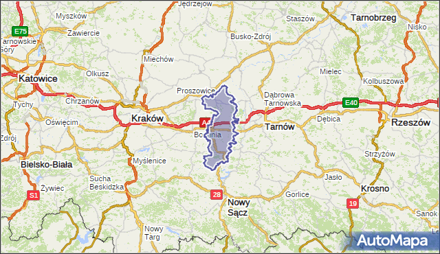 powiat brzeski - województwo małopolskie na mapie Targeo