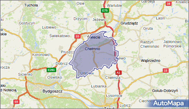 powiat chełmiński - województwo kujawsko-pomorskie na mapie Targeo