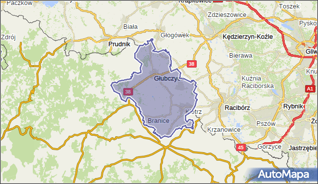 powiat głubczycki - województwo opolskie na mapie Targeo