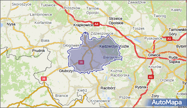 powiat kędzierzyńsko-kozielski - województwo opolskie na mapie Targeo