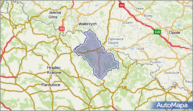 powiat kłodzki - województwo dolnośląskie na mapie Targeo