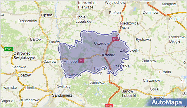 powiat kraśnicki - województwo lubelskie na mapie Targeo