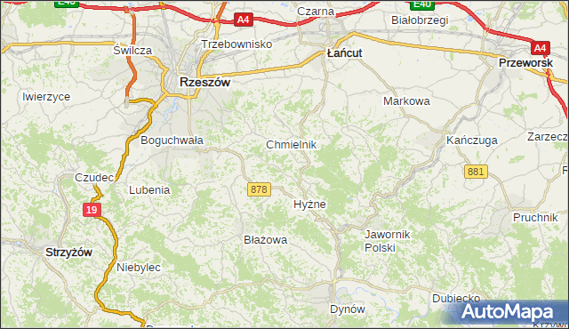 powiat krośnieński - województwo podkarpackie na mapie Targeo