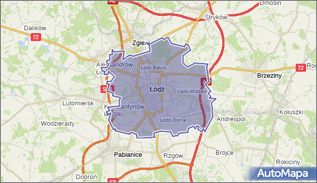 powiat Łódź - województwo łódzkie na mapie Targeo
