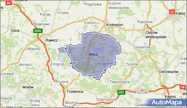 powiat milicki - województwo dolnośląskie na mapie Targeo
