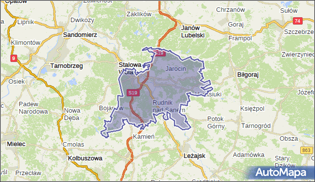 powiat niżański - województwo podkarpackie na mapie Targeo