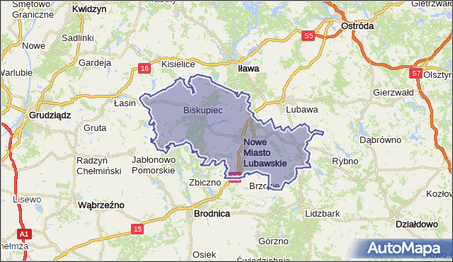 powiat nowomiejski - województwo warmińsko-mazurskie na mapie Targeo