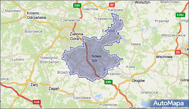 powiat nowosolski - województwo lubuskie na mapie Targeo