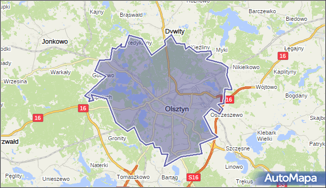 powiat Olsztyn - województwo warmińsko-mazurskie na mapie Targeo