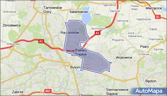 powiat Piekary Śląskie - województwo śląskie na mapie Targeo