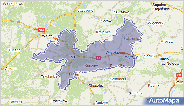 powiat pilski - województwo wielkopolskie na mapie Targeo