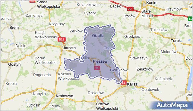 powiat pleszewski - województwo wielkopolskie na mapie Targeo
