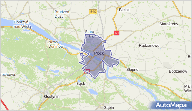 powiat Płock - województwo mazowieckie na mapie Targeo