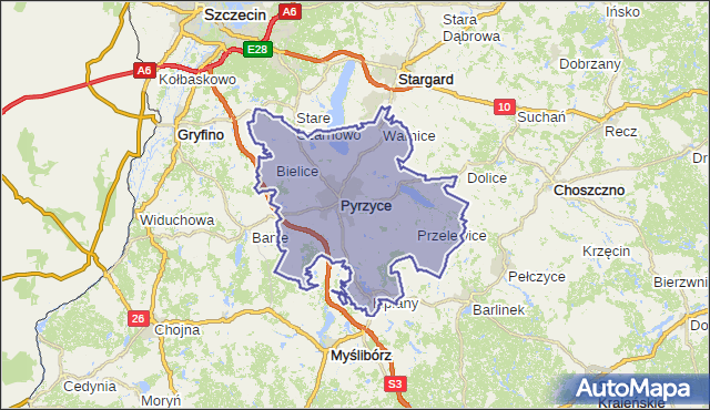 powiat pyrzycki - województwo zachodniopomorskie na mapie Targeo