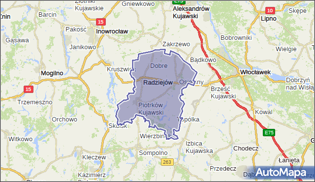 powiat radziejowski - województwo kujawsko-pomorskie na mapie Targeo