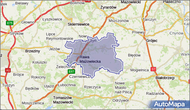 powiat rawski - województwo łódzkie na mapie Targeo