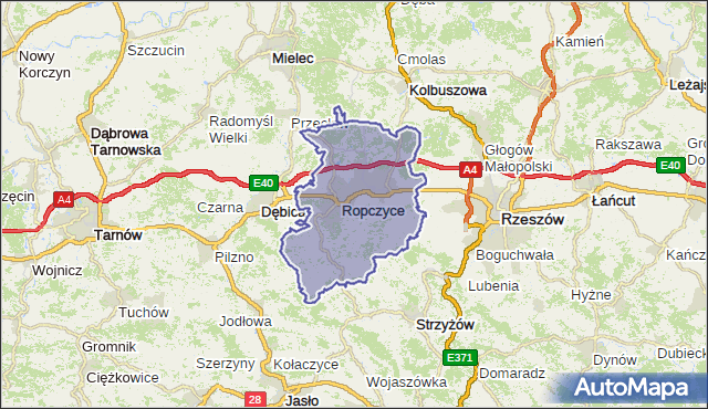 powiat ropczycko-sędziszowski - województwo podkarpackie na mapie Targeo