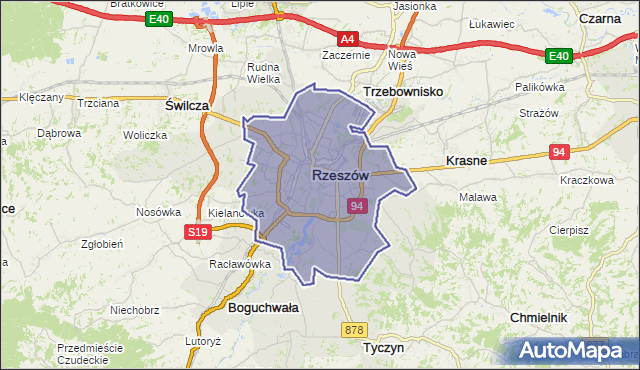 powiat Rzeszów - województwo podkarpackie na mapie Targeo