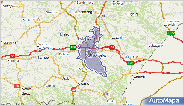 powiat rzeszowski - województwo podkarpackie na mapie Targeo