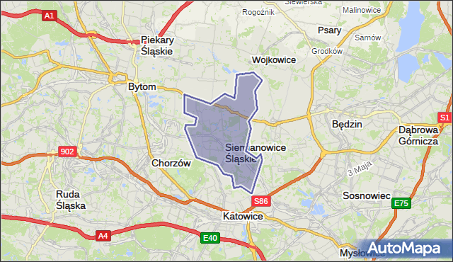 powiat Siemianowice Śląskie - województwo śląskie na mapie Targeo