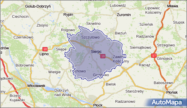 powiat sierpecki - województwo mazowieckie na mapie Targeo