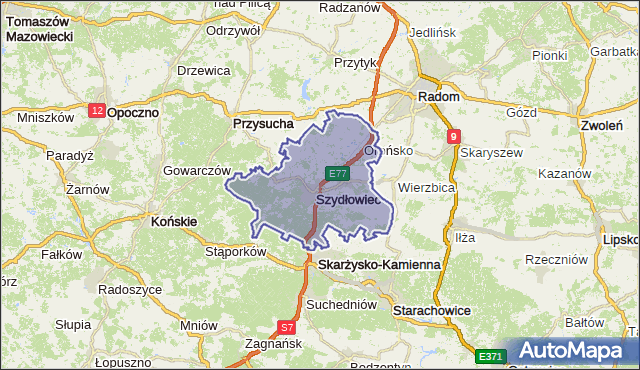 powiat szydłowiecki - województwo mazowieckie na mapie Targeo