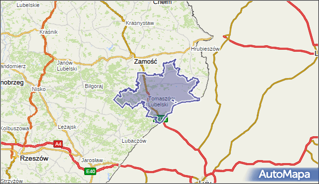 powiat tomaszowski - województwo lubelskie na mapie Targeo