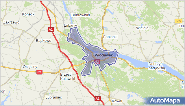 powiat Włocławek - województwo kujawsko-pomorskie na mapie Targeo