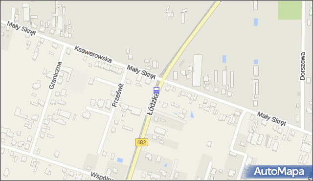 Przystanek Łódzka - Mały Skręt #. MPKLodz - Łódź (id 3145) na mapie Targeo