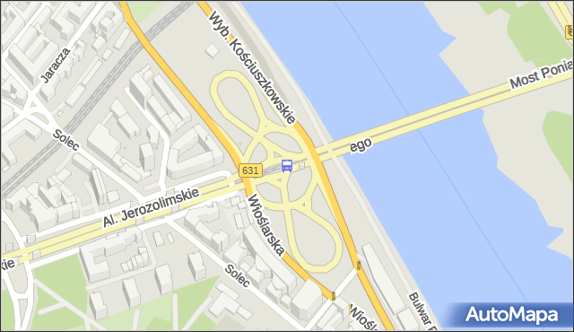 Przystanek most Poniatowskiego 03. ZTM Warszawa - Warszawa (id 700303) na mapie Targeo
