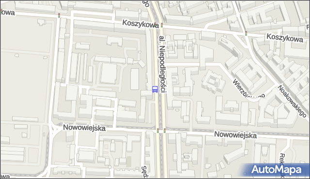 Przystanek Nowowiejska 01. ZTM Warszawa - Warszawa (id 709001) na mapie Targeo