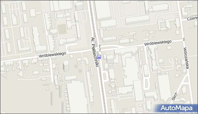 Przystanek Politechniki - Wróblewskiego (kampus PŁ). MPKLodz - Łódź (id 814) na mapie Targeo