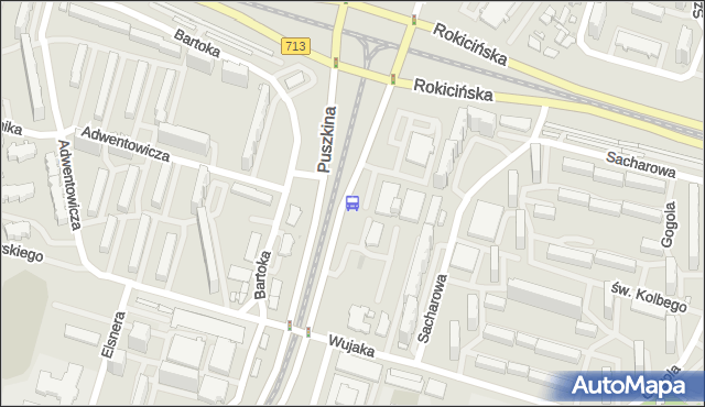 Przystanek Puszkina - rondo Inwalidów. MPKLodz - Łódź (id 921) na mapie Targeo