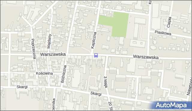 Przystanek Warszawska - 3 Maja (Pabianice). MPKLodz - Łódź (id 3161) na mapie Targeo