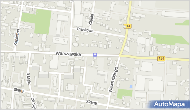 Przystanek Warszawska - Nawrockiego (Pabianice). MPKLodz - Łódź (id 3159) na mapie Targeo