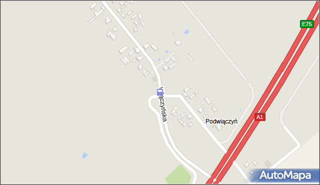 Przystanek Wiączyńska - Autostrada A1 NŻ. MPKLodz - Łódź (id 1282) na mapie Targeo