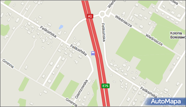 Przystanek Wieńcowa - Feliksińska NŻ. MPKLodz - Łódź (id 1573) na mapie Targeo