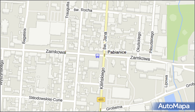 Przystanek Zamkowa - Kilińskiego (Pabianice). MPKLodz - Łódź (id 3167) na mapie Targeo