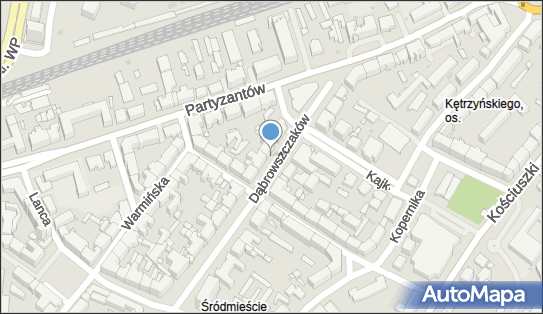 Strefa płatnego parkowania, Dąbrowszczaków 18, Olsztyn 10-541 - Strefa płatnego parkowania