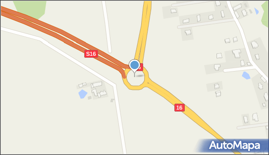 Węzeł 14 Mrągowo, S16 x DK16, Marcinkowo - Węzeł drogowy