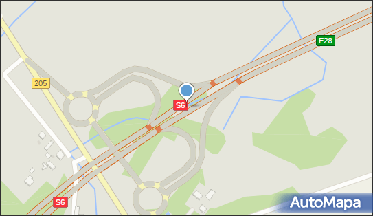 Węzeł Sławno - Zjazd nr 31, S6, DW205, E28, Sławno - Węzeł drogowy