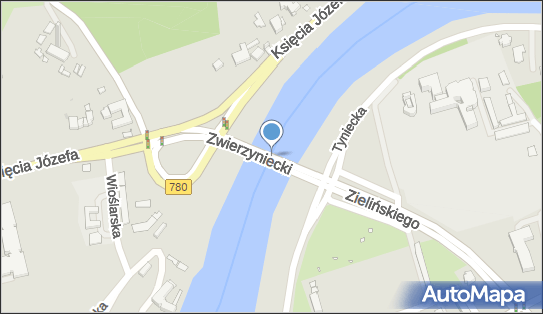 Most drogowy Zwierzyniecki [6,75WWŻ]- rz. Wisła [74,7], Kraków od 30-001 do 30-899, od 31-001 do 31-999 - Znak żeglugowy