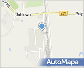 Jabłowo, zástavba a cesta