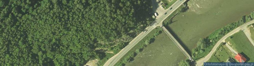 Zdjęcie satelitarne Odsłonięcie piaskowców z Piwnicznej i baszta w Tylmanowej