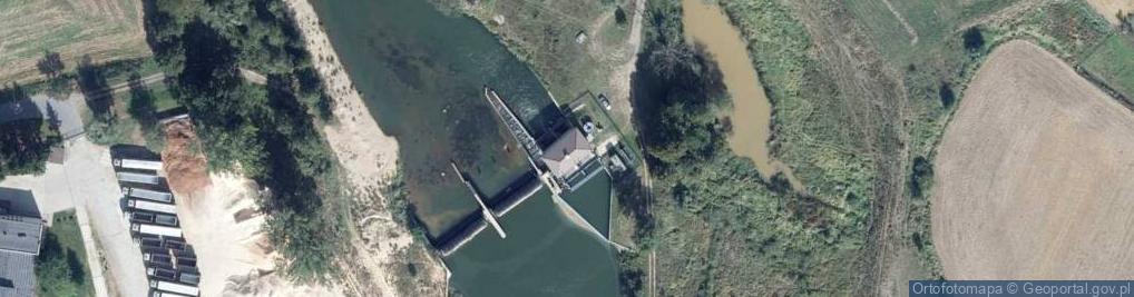 Zdjęcie satelitarne Mała elektrownia wodna Dziećmiarowice na rz. Bóbr