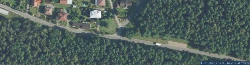 Zdjęcie satelitarne Tablica infor. o szlakach na terenie Puszczy Niepołomickiej